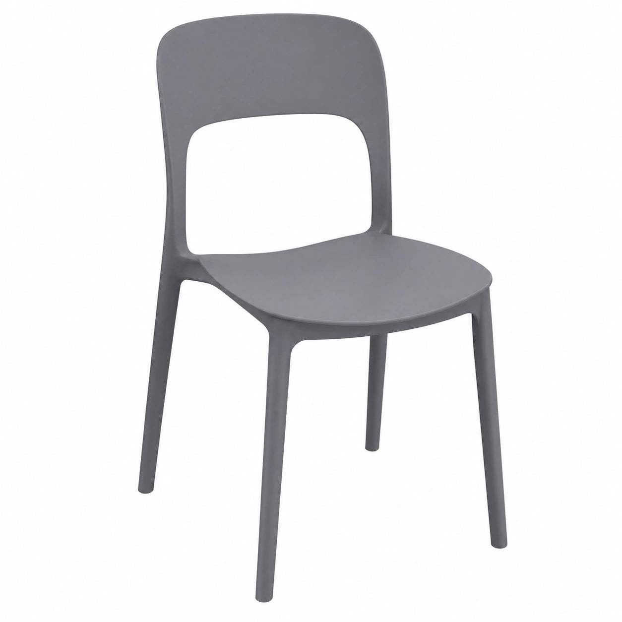Stuhl – 4er-Set, moderner Stil, stapelbar, Grau