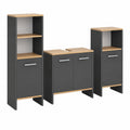 Waschbeckenunterschrank – 131.4 cm, aus Eichenholz, Anthrazit