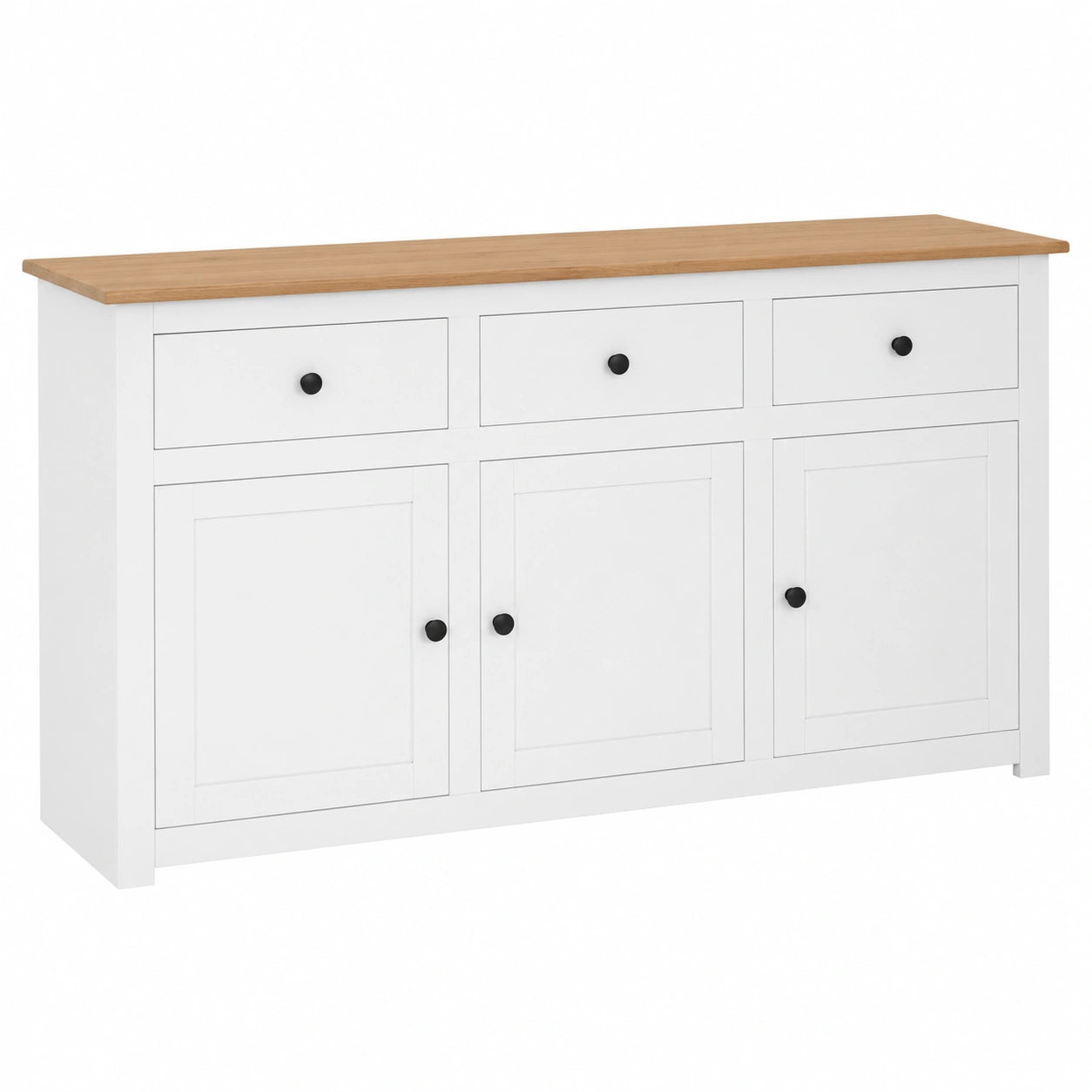 Sideboard – 135 × 40 × 80 cm, mit Schubladen, mit mehreren Türen, aus Massivholz und Kiefernholz