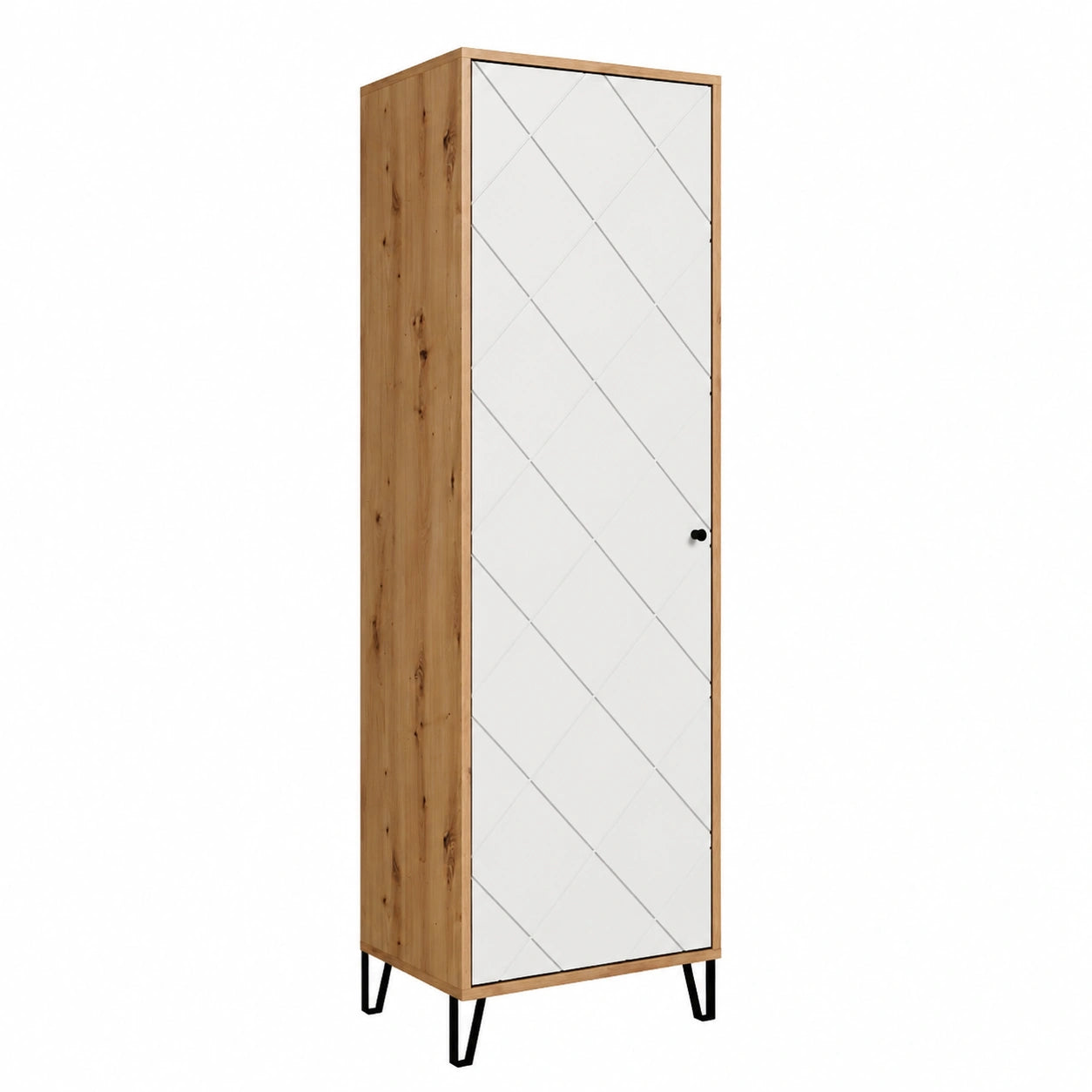 Garderobenschrank – 63 × 194 × 40 cm, moderner Stil, ausziehbar, aus Eichenholz