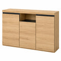 Sideboard – 140 × 40 × 81 cm, mit mehreren Türen, aus Eichenholz, Schwarz