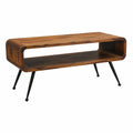 Couchtisch – 100 cm, Industriestil, rechteckige Form, mit Ablagen, aus Massivholz und Holz