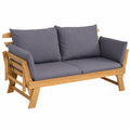 Gartenbank – 198 × 75 × 75 cm, klappbar, mit Armlehnen, aus Akazienholz, Grau, für Garten, Terrasse und Balkon