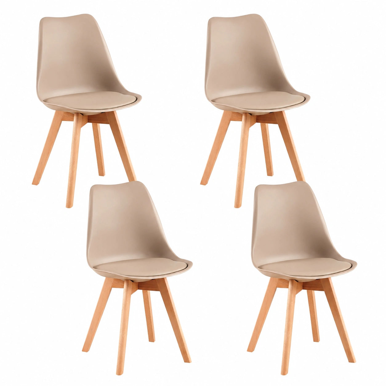Esszimmerstuhl – 4er-Set, skandinavischer Stil, gepolstert, aus Buchenholz