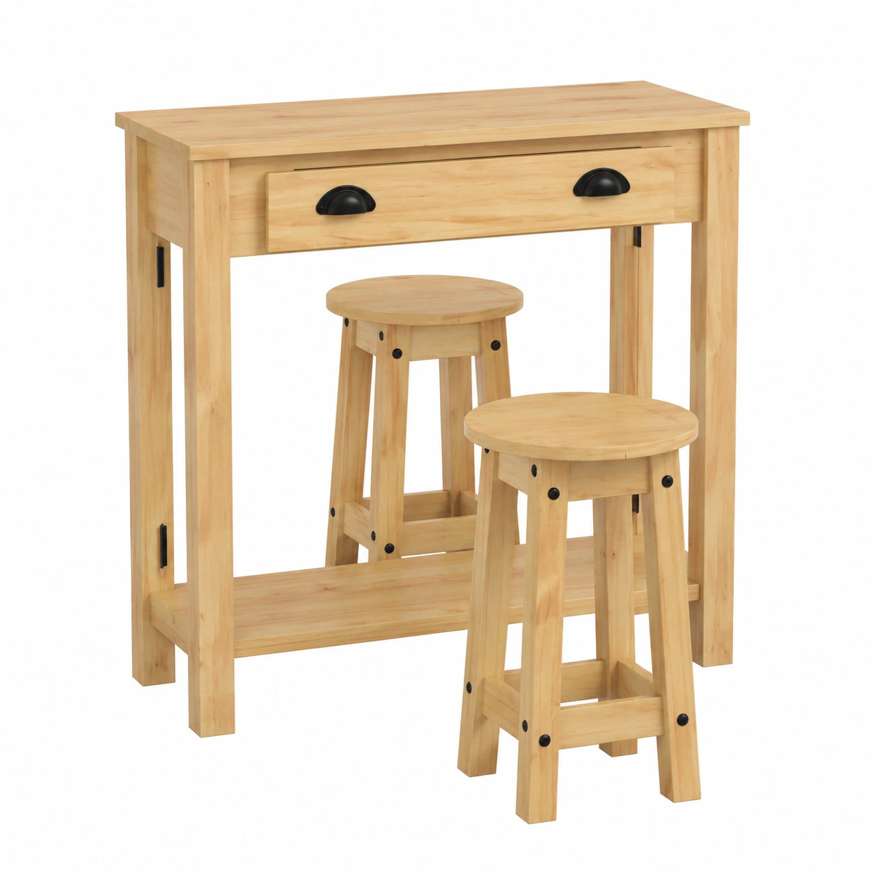 Barhocker – 30 × 50,5 cm, mit Rückenlehne, aus Kiefernholz, für Esszimmer und Wohnzimmer