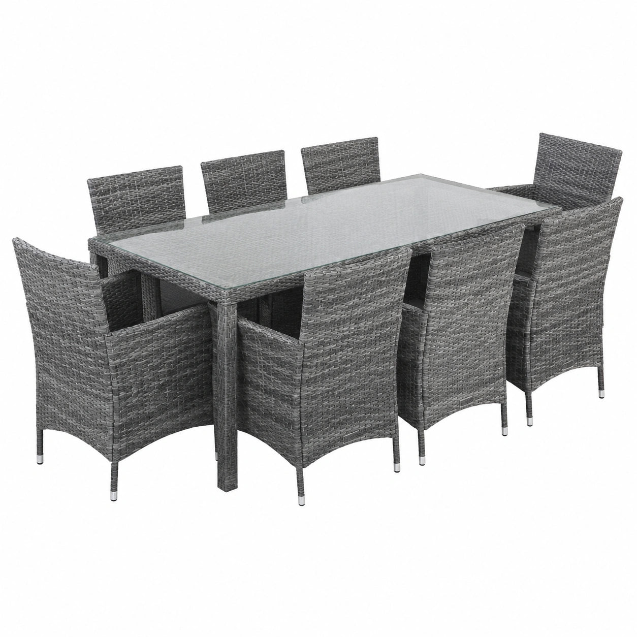 Sitzgruppe – aus Rattan, Anthrazit und Grau, für Garten