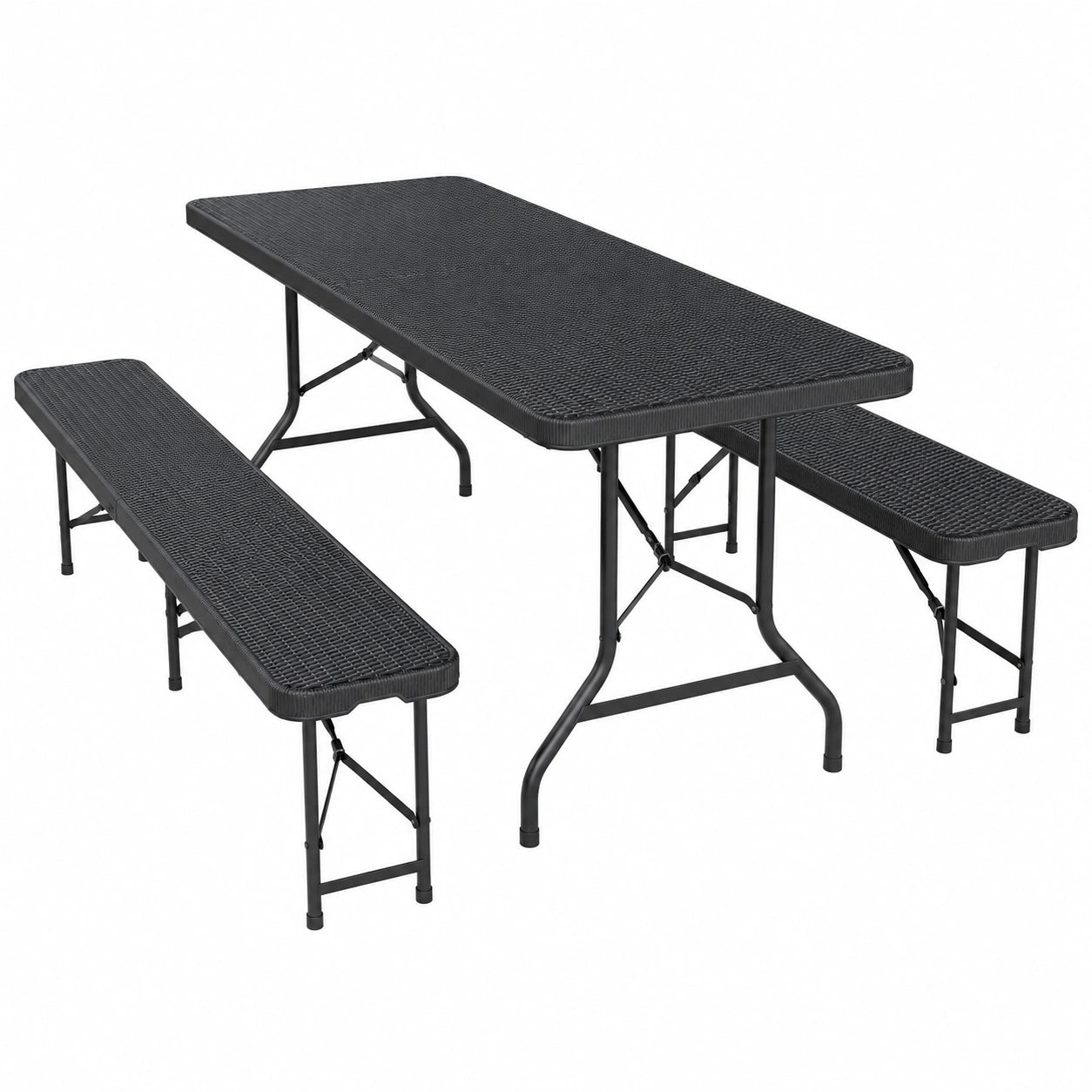 Tisch – 3-teilig, klappbar, aus Rattan