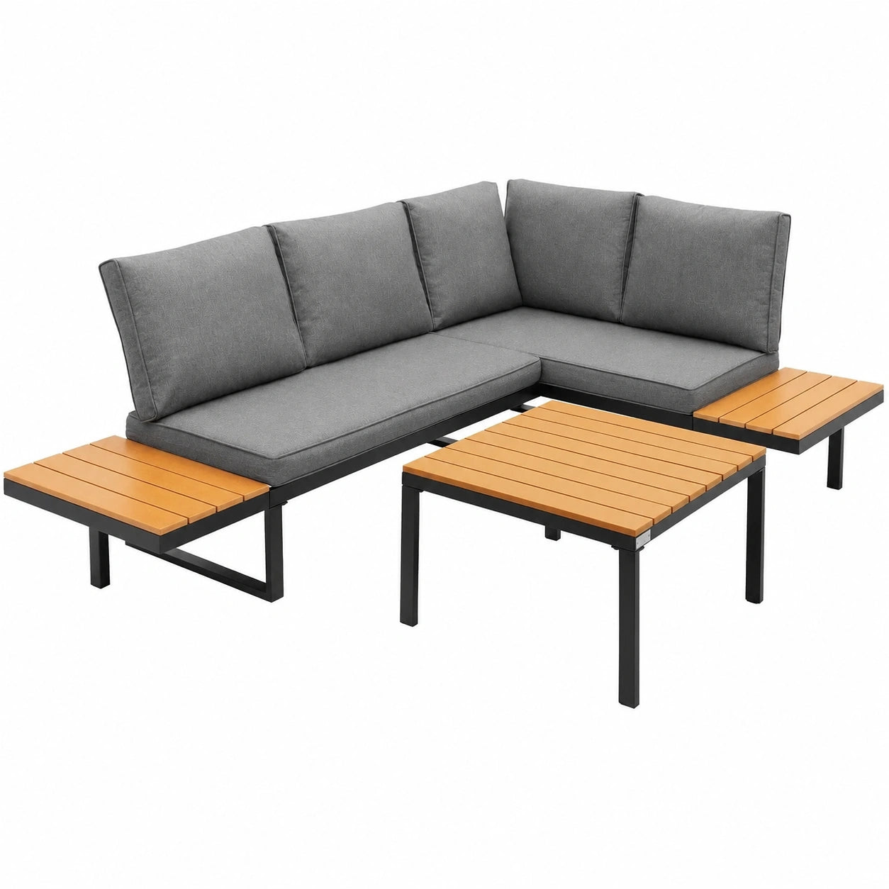 Gartenmöbel – 3-teilig, Grau, für Garten, Terrasse und Balkon