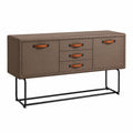 Sideboard – 160 × 40 × 80 cm, Industriestil, mit LED-Beleuchtung, mit Schubladen, mit mehreren Türen, Braun, für Wohnzimmer und Flur