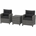 Gartenmöbel – 3-teilig, aus Rattan, Grau und Schwarz, für Balkon