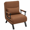 Sessel – 65 × 75 × 78 cm, mit Rückenlehne, aus Leinen, Braun, für Wohnzimmer, Schlafzimmer und Balkon