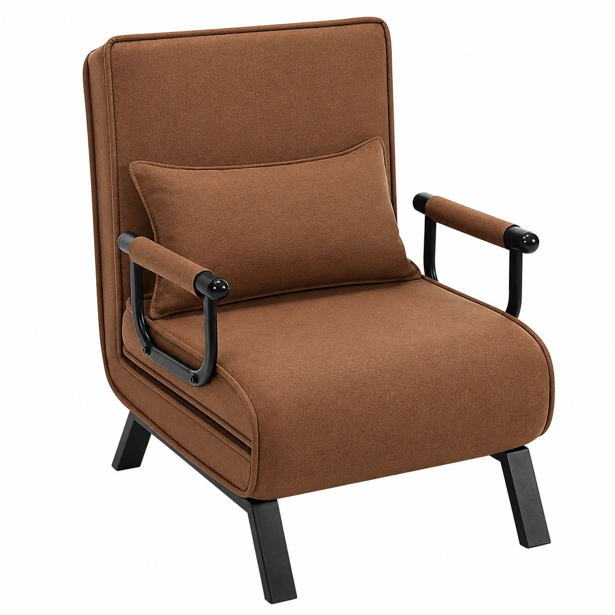 Sessel – 65 × 75 × 78 cm, mit Rückenlehne, aus Leinen, Braun, für Wohnzimmer, Schlafzimmer und Balkon