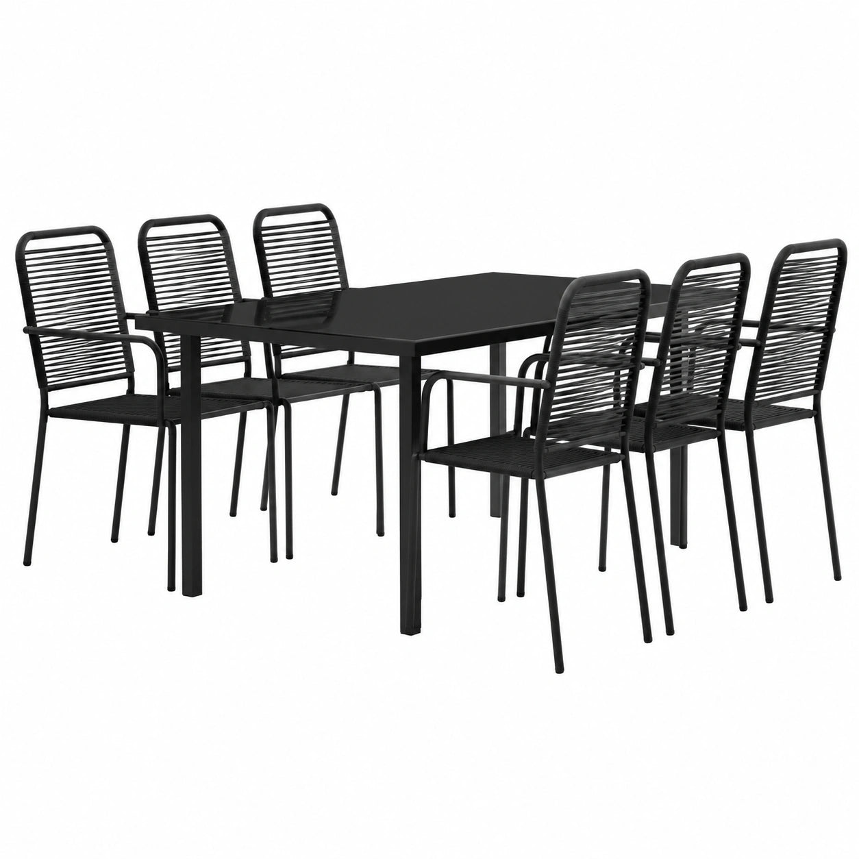 Gartenmöbel – 7-teilig, Schwarz, für Terrasse, Balkon und Wintergarten