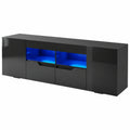 TV-Schrank – moderner Stil, mit Stauraum, mit LED-Beleuchtung, Schwarz, für Wohnzimmer und Schlafzimmer